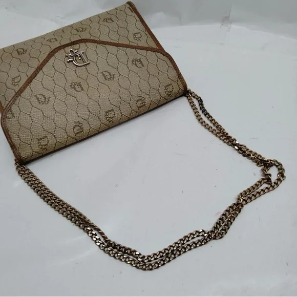 Vintage Christian Dior Beige and Brown Chain Shoulder Bag - Picture 3 of 9